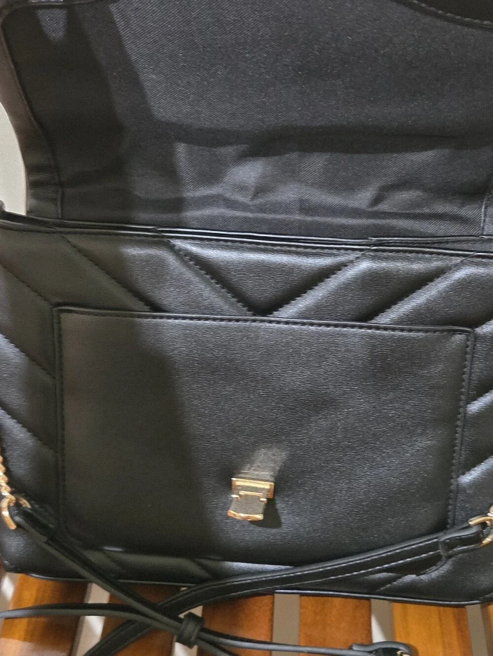A New Day Black Quilted Chain-Accent Shoulder Bag